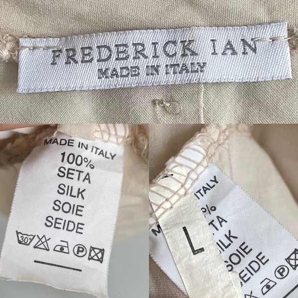 FREDERICK IAN Silk Sleeveless Blouse Tank Top Embellished Sequins Tan L - Picture 3 of 3